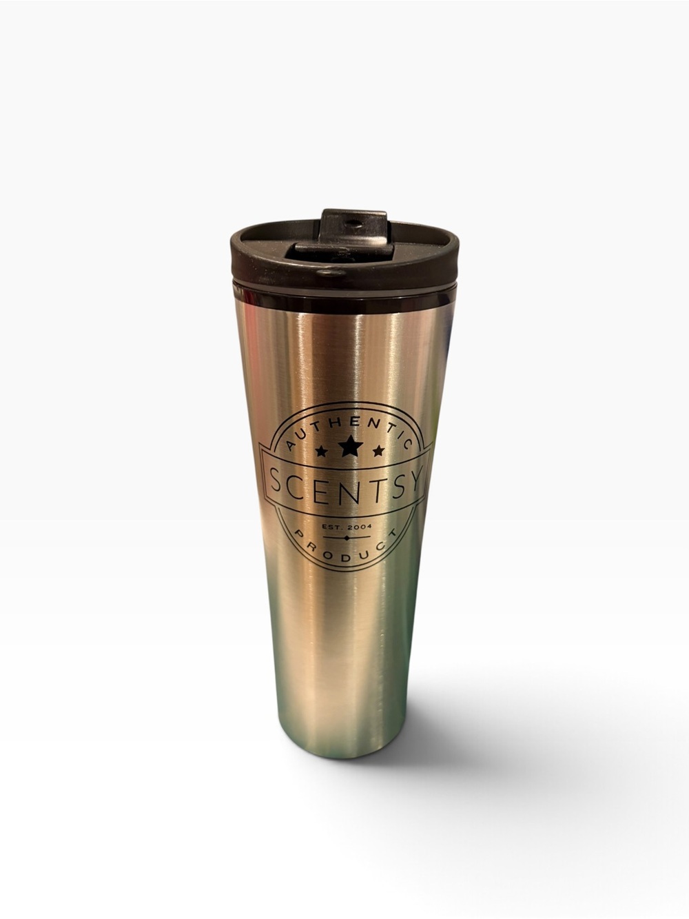 Scentsy Stainless Steel Tumbler with Black Lid - Silver Finish